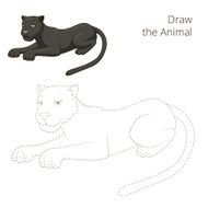 Draw the animal panther educational game vector illustration