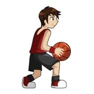 Kid Playing Basketball Carrying the Ball