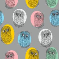 Seamless pattern with cute colorful owls
