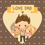 cute family son daughter father love dad father&#039;s day vector ill