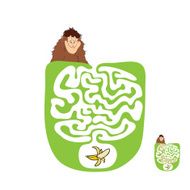 Vector Maze Labyrinth with Monkey and Banana N3