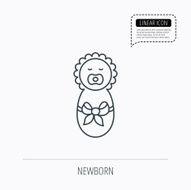 Newborn baby icon Toddler with bow sign N2