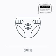 Diaper with flower icon Child underwear sign