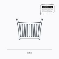 Baby crib bed icon Cradle or cot sign