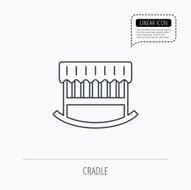 Baby cradle bed icon Crib or cot sign