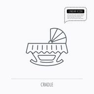 Baby cradle bed icon Crib or cot sign N2