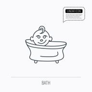 Baby in bath icon Toddler bathing sign N2