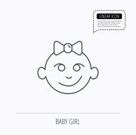 Baby girl face icon Child with smile sign N2