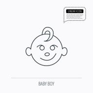 Baby boy face icon Child with smile sign N2