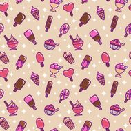 Seamless pattern with linear ice cream