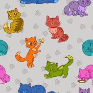 Seamless pattern with cute cats