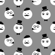 Seamless pattern with abstract funny cartoon male faces