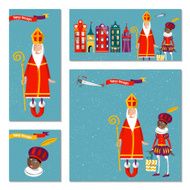 Set of 4 universal cards with Sinterklaas and Zwarte Piet