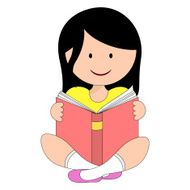 Cute cartoon girl reading a book