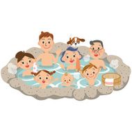 Three-generation family and hot spring