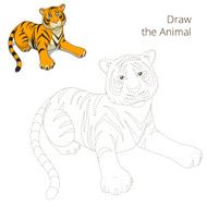 Draw the animal tiger educational game vector illustration