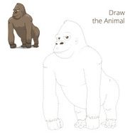 Draw the animal gorilla educational game vector illustration