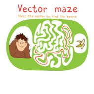 Vector Maze Labyrinth with Monkey and Banana N4