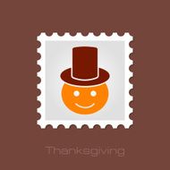 American Pilgrim children stamp Thanksgiving day