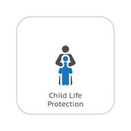 Child Life Protection Icon Flat Design