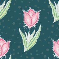 Autumn Flowers vector seamless pattern Floral background