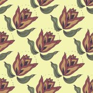 Autumn Flowers vector seamless pattern Floral background N3