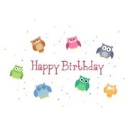 Vector Birthday Background with Owls