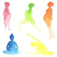 Watercolor pregnant women