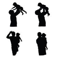 father with girl vector silhouette