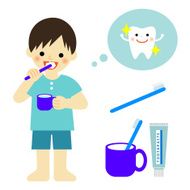 little boy brushing teeth