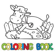 Coloring book of little funny cow or calf N2