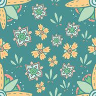 Fun floral autumn background Seamless vector pattern Pastel colors