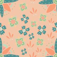 Fun floral autumn background Seamless vector pattern Pastel colors N2