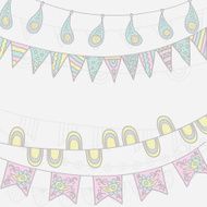 Hand Drawn Vector Garlands and Bunting Flags