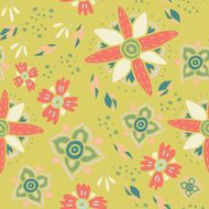 Fun floral autumn background Seamless vector pattern Pastel colors N3