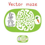 Vector Maze Labyrinth with Rabbit and Carrot N5