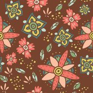 Fun floral autumn background Seamless vector pattern