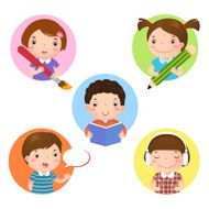 Icon for writing drawing reading speaking and listening