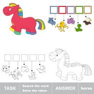 Pink rainbow horse toy Task and answer