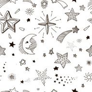 Hand drawn seamless pattern with doodle stars