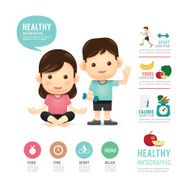 health time food and sport people program design infographic