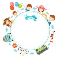 Family Vacation Objects on Round Frame