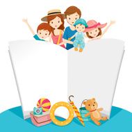 Happy Family With Summer Trip and Notebook