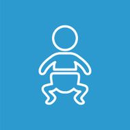 baby outline icon isolated white on the blue background