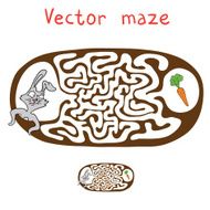 Vector Maze Labyrinth with Rabbit and Carrot N6