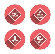 Baby on board icons Infant caution signs N11