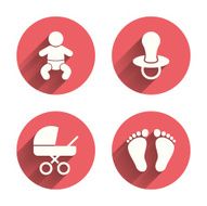 Baby infants icons Buggy and dummy symbols N8