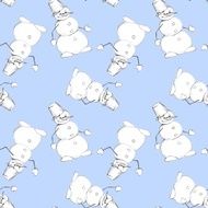 Snowmen Hand-drawn line illustration Seamless background 2