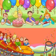 Child Birthday Cartoon Banner Set N2