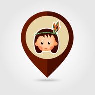 American Indian children mapping pin icon N5